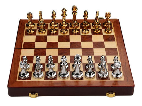 Juego De Ajedrez Medieval Con Tablero De Ajedrez Oro Plata