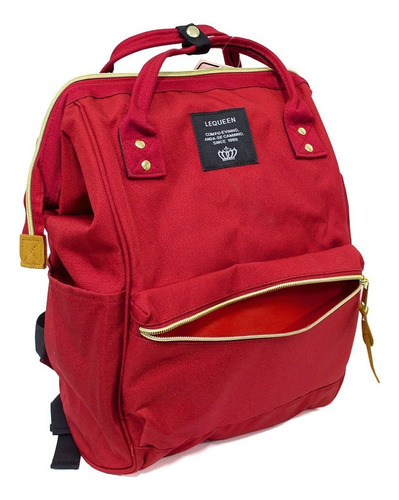 Mochila Escolar Retro Diseño Vintage Unisex De Viaje Amplia Color Rojo Basic Diseño De La Tela Lisa