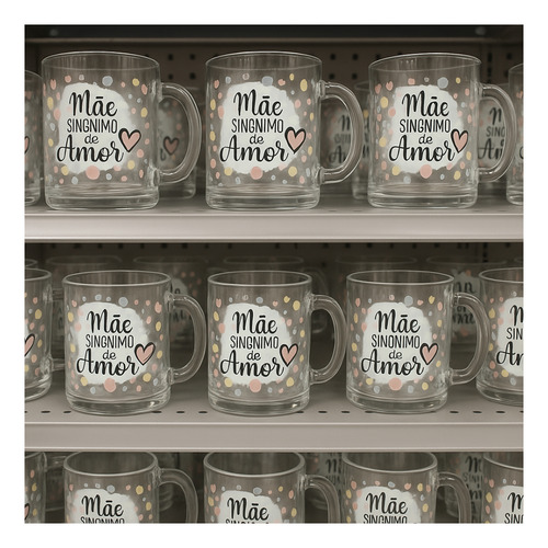 Caneca De Vidro Parapresente Mãe Sinonimo De Amor Wincy