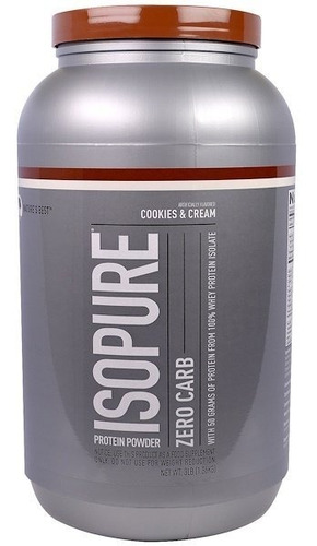 Suplemento en polvo Isopure Zero Carb proteína sabor cookies & cream en pote de 1.36kg