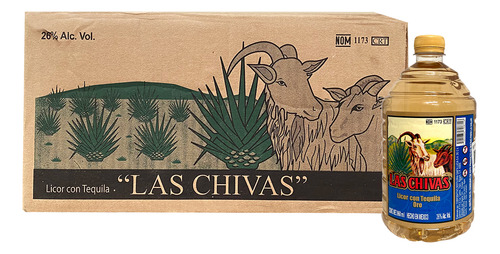 Caja Licor Con Tequila Las Chivas Oro 960 Ml 12 Piezas