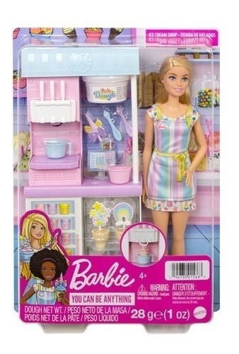 Muñeca Barbie Set Heladería Prepara Helados Maquina Heladera