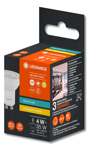 Kit 24 Lampadas Led Par16 4w 3000k 350lm Bivolt Gu10 - Osram