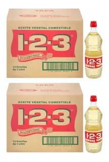 Caja Aceite 123 Vegetal 24 Piezas De 1 Litro C/u