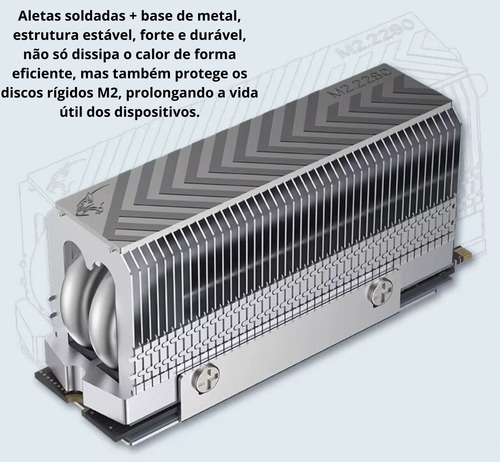 Resfriador Dissipador De Calor M.2 2280 Nvme Ssd Com Tubos
