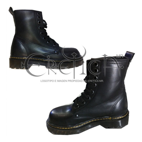 Eretica Ropa Dark- Bota Corta Piel Negra-gotico-metal,punk