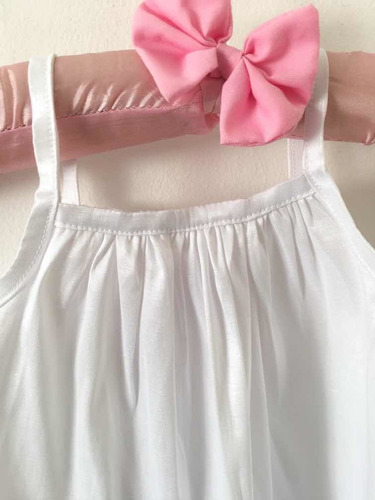 Vestido Blanco Satinado Con Brillo 1 Año Verano 9-12 M Beba