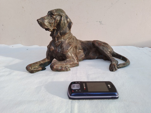 Hermosa Figura Petit Bronce Perro De Caza, Con Detalle, Leer