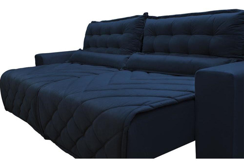 Sofá 2,42m Retrátil E Reclinável Cama Inbox Plus Azul