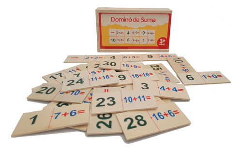 Domino Infantil De Madera De Sumas Juego Didáctico Niños