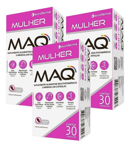 Kit Maq Mulher Eurofarma Com 3 Caixas De 30 Cápsulas Cada