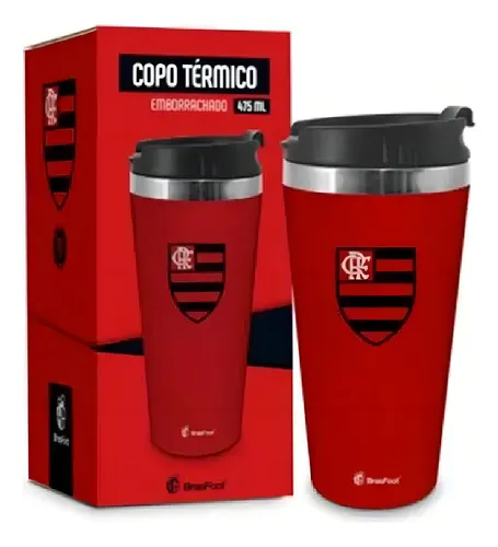 Copo Térmico Denver Emborrachado Vermelho Flamengo - 450ml