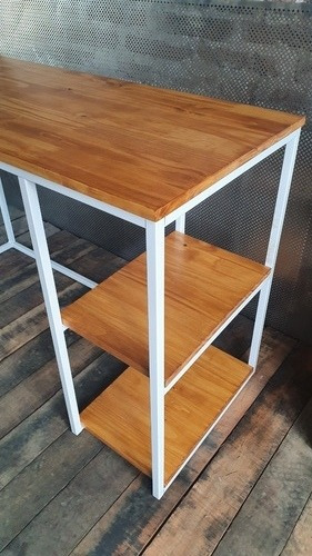 Imagen 4 de 8 de Mesa Escritorio 120x50 Industrial Hierro Madera Laqueado