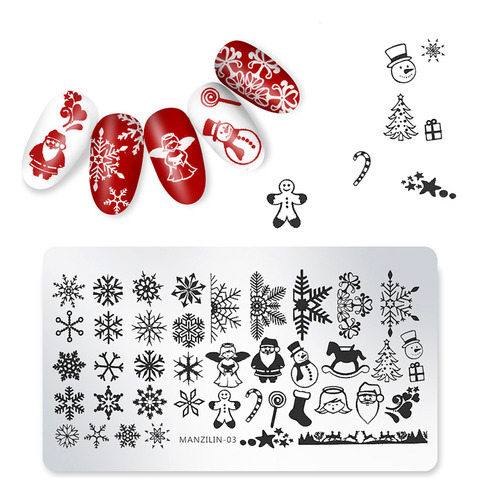5 Plantillas De Sellos Navideños Para Decoración De Uñas, Pl