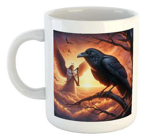 Taza Ceramica Cuevo Y Angel Cielo Atardecer Rama