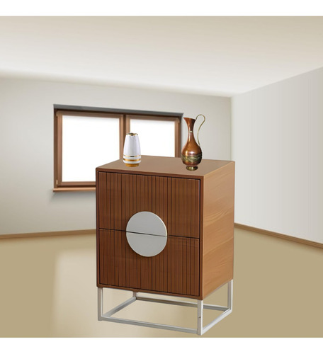 Velador Lumiere Marron Y Blanco Premiun 2 Cajones Con Rieles