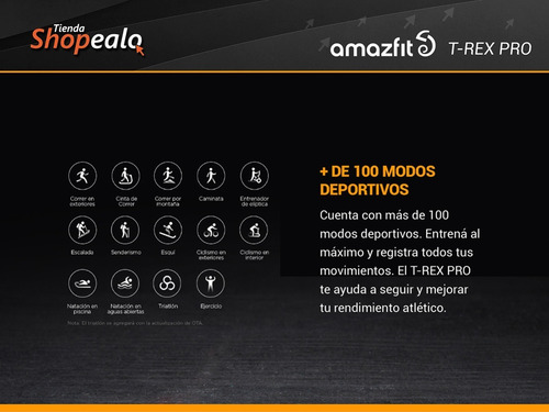 Imagen 5 de 9 de Smartwatch Amazfit T-rex Pro Gps Negro Spo2 10 Atm Cuota -*