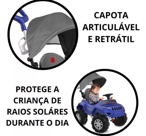 Superjipe Infantil Passeio E Pedal Com Capota Bandeirante - 587