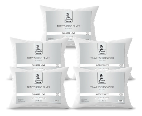 Kit 5 Travesseiros 50x70 - Macio - Lavavél - Anti Alérgico