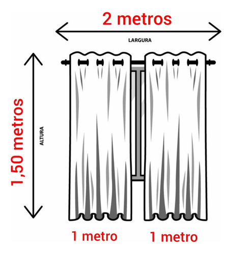 Cortina 2,00 X 1,50 Metros Oxford Grecia Janela Quarto Sala Cor Cinza