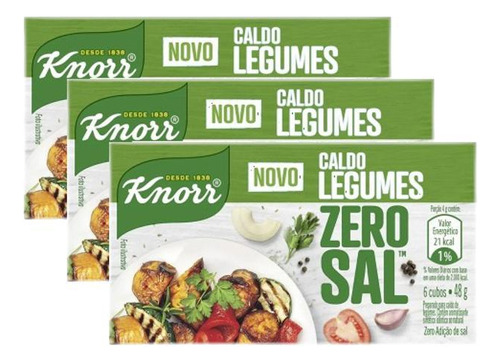 Kit 30 Caldo Knorr Zero Sal Legumes 48g Cada Total 1.440g