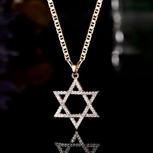 Collar Con Dije De Estrella De David De Cristal Chapado En O