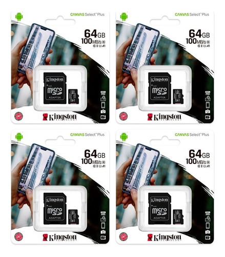 Memoria Micro Sd Kingston 64gb Pack De 4 Unidades