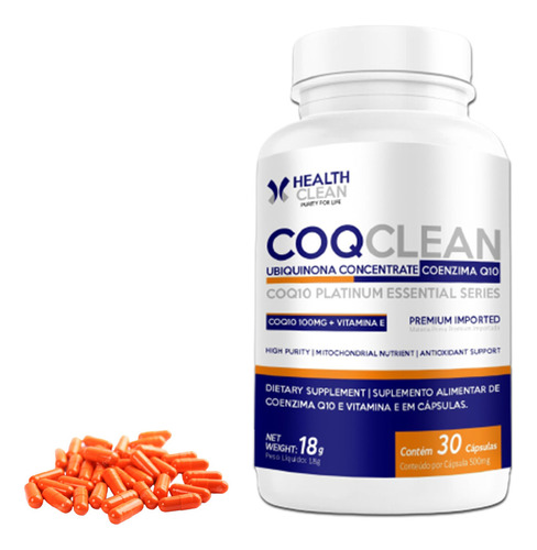 Suplemento Q10 Coenzima E Vitamina E 30 Cáps - Health Clean Sabor Sem Sabor