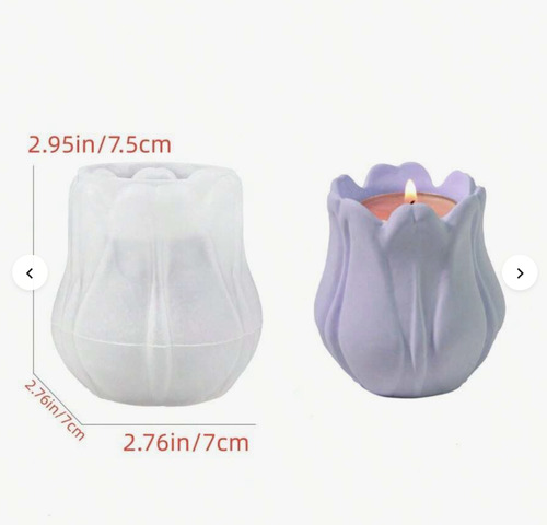 1 Molde Silicon Para Base De Vela Forma Flor De Tulipán