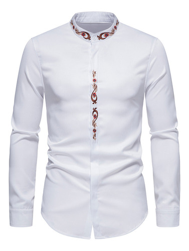 Camisa Bordada Con Cuello Alto Y Cuello Alto De Moda Casual