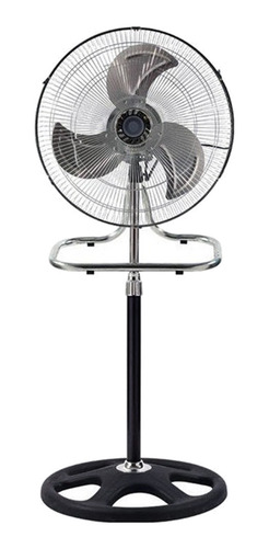 Ventilador 3 en 1 Macilux ML-1803 negro y cromo con 3 aspas color plata de metal, 18" de diámetro