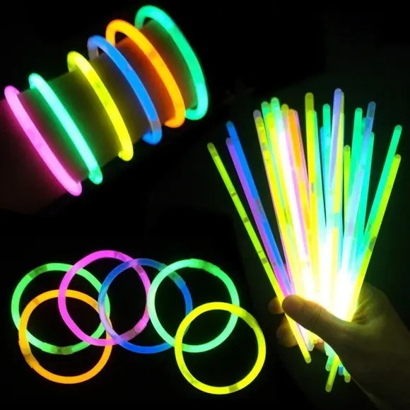 Pulseira Neon Kit 100 Festa Balada Neon Unidades Adereços Fluorescente Led Show Luz Brilho