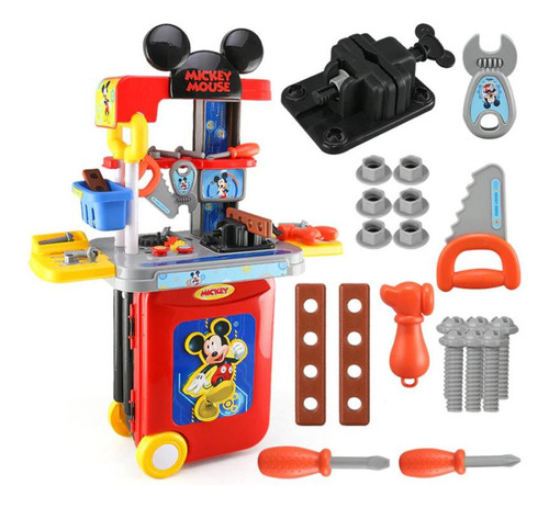 Juguete Set Maleta Herramienta Ferreteria Roja Mickey Mouse