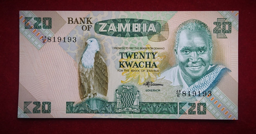 Billete 20 Kwacha Zambia 1986 Sin Circular Pick 27 E Unc