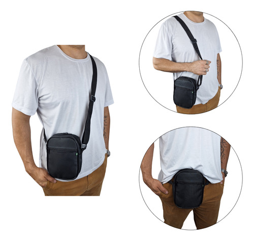 30 Shoulder Bag Mini Bolsa Tiracolo Pochete Necessaire Preto Desenho Do Tecido Liso