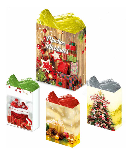  Bolsas De Regalo Navidad -mayoreo- Pack 70 Pzs. Ch-md-gd 