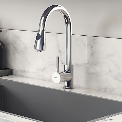Grifería Monocomando Cocina Extensible Genebre Tau Frv61205 Color Cromo