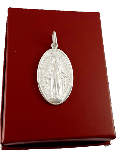 Medalla Virgen Milagrosa Maciza Grande 32mm Plata 925  Gtia.