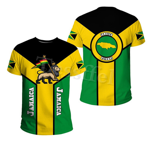 Camiseta Con Estampado 3d Del Emblema Del León De Jamaica