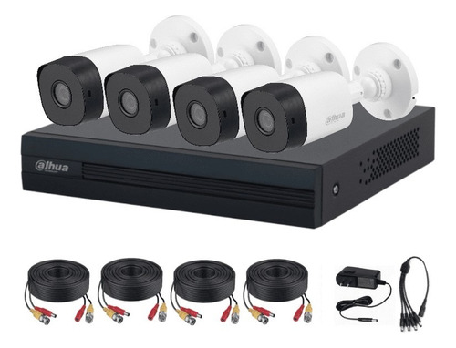 Dahua Kit Dvr 4ch H.265+ 4 Cámaras B1a11 1mp + Accesorios