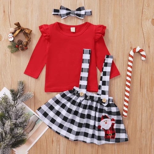 Hermoso Vestido Navideño Bebé Niñas  Importado Dos Piezas 