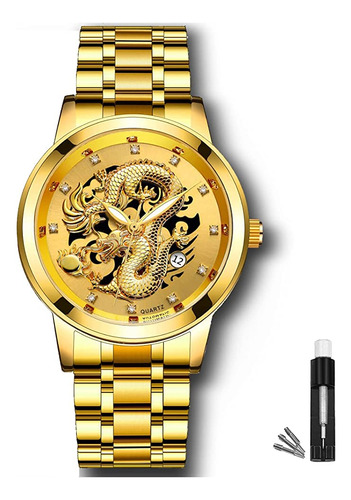 Bosck Relojes De Cuarzo Dorado Para Hombre, Relojes De