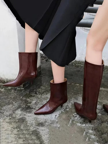 Botas Cortas Vintage Con Punta Puntiaguda Para Mujer
