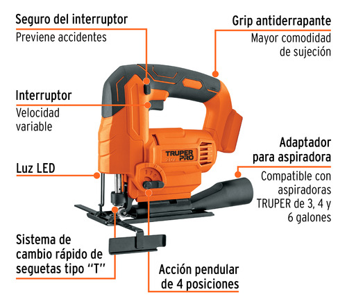 Sierra Caladora Inalambrica 20v Sin Bateria Truper 103260