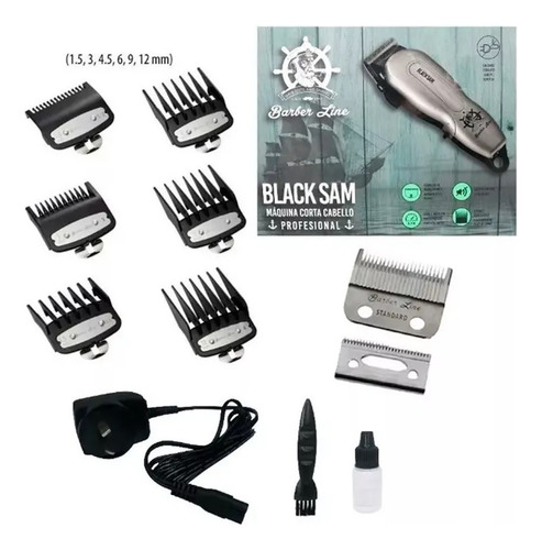 Imagen 3 de 5 de Maquina Cortar Pelo Profesional Black Sam Clipper Cordless