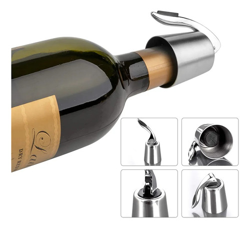 Tapon Para Botellas De Vino Sellador Al Vacío Acero Inox