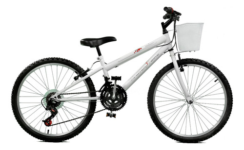 Bicicleta Aro 24 21 Marchas Com Cesta Mtb Bike Teen Feminina