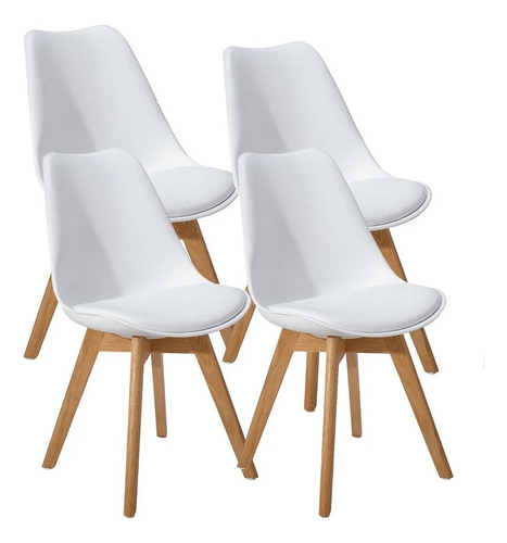 Pack 4 Sillas Eames Tulip Con Cojín Blanco
