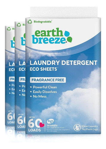 Earth Breeze - Sábanas De Detergente Para Ropa Sin Líquido -
