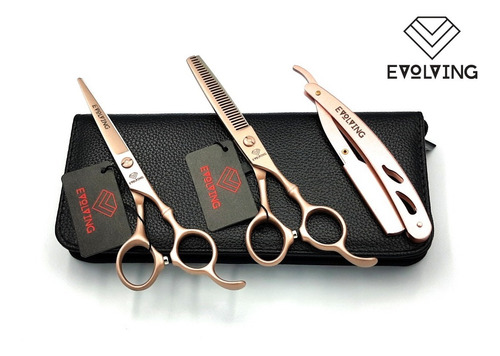 Set Tijeras Rose Gold 6 Pulgadas Barbero Estilista Evolving